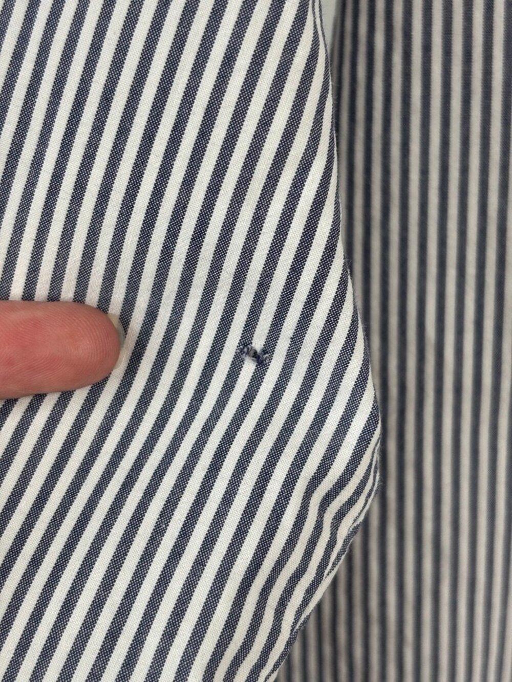 Outerknown 100% Organic Cotton Striped Button Down Shirt Women S Blue White Flaw - Picture 5 of 11